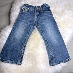 True Religion Jeans  Blue Adjustable denim jeans Size 3 thick white stitching